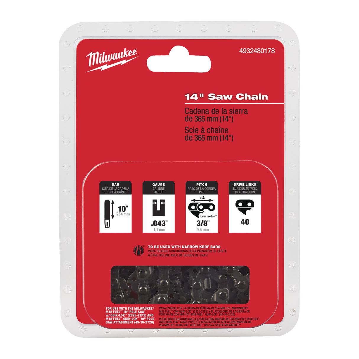 Milwaukee Sägekette für M18™ FTHCHS35 4932480178 roteswerkzeug