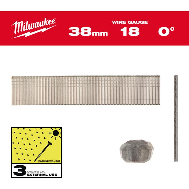 Clous Milwaukee 18G Inox38mm 4932498746
