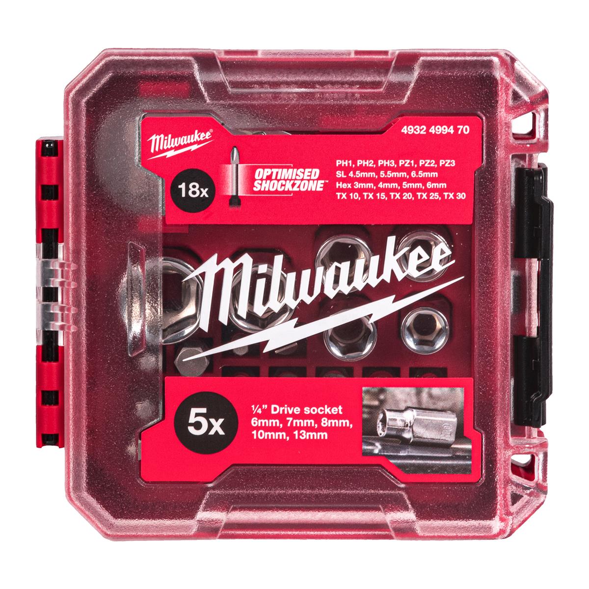 Milwaukee Ratschensatz 1/4 Zoll 1/4" Ratschen- Steckschl. Bits- Set (25) 4932499470