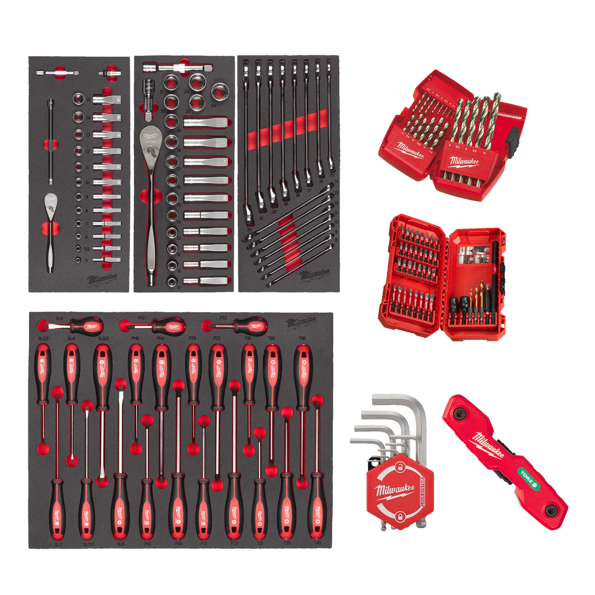 Milwaukee Bestückte Einlage Einlagen-Set bestückt Universal 170-tlg. 4932499473