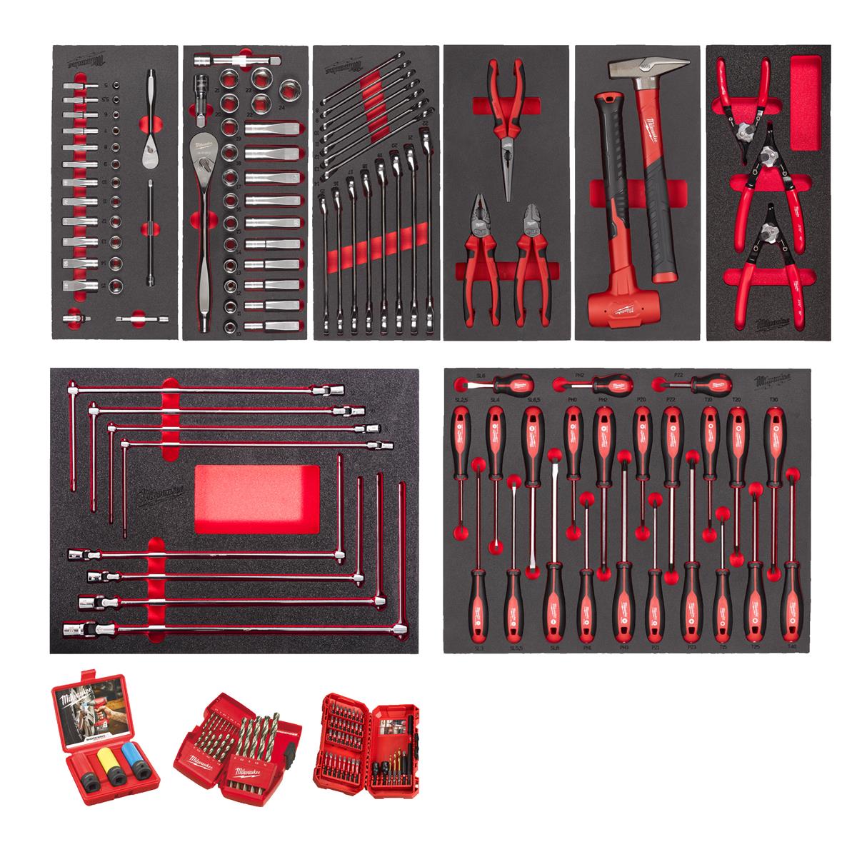 Milwaukee Bestückte Einlage Einlagen-Set bestückt Automotive172-tlg. 4932499474