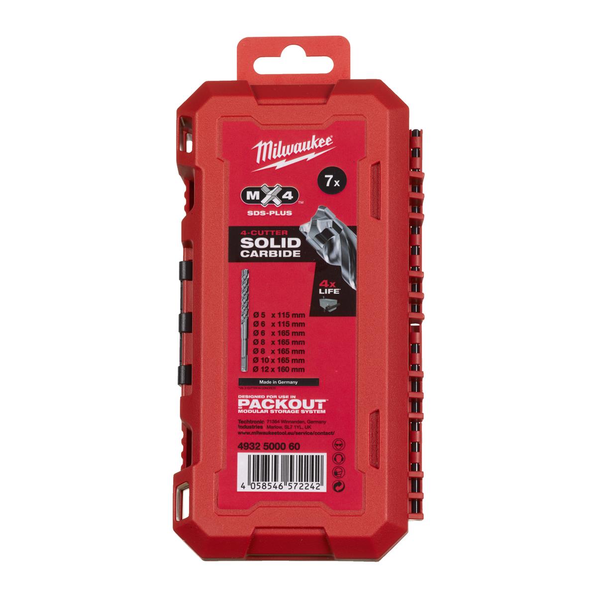 Milwaukee Hammerbohrer-Set Hammerbohrerkassette MX4 (7-tlg) 4932500060