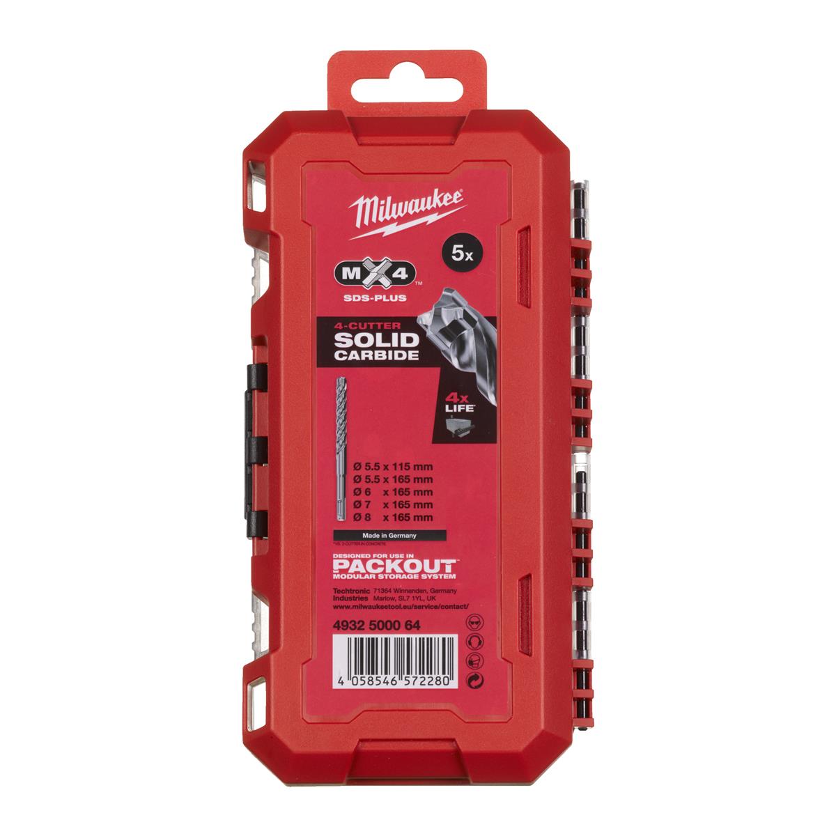 Milwaukee Hammerbohrer-Set Hammerbohrer Set SDS+ MX4 (5-tlg) 4932500064