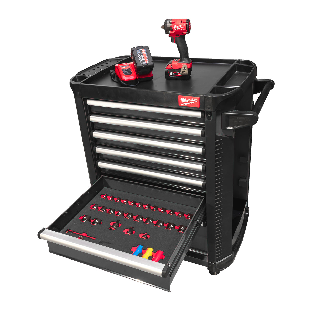 Milwaukee Werkstattwagen 30"/78cm TOOLGUARD bestückt (246) grau 4932500743