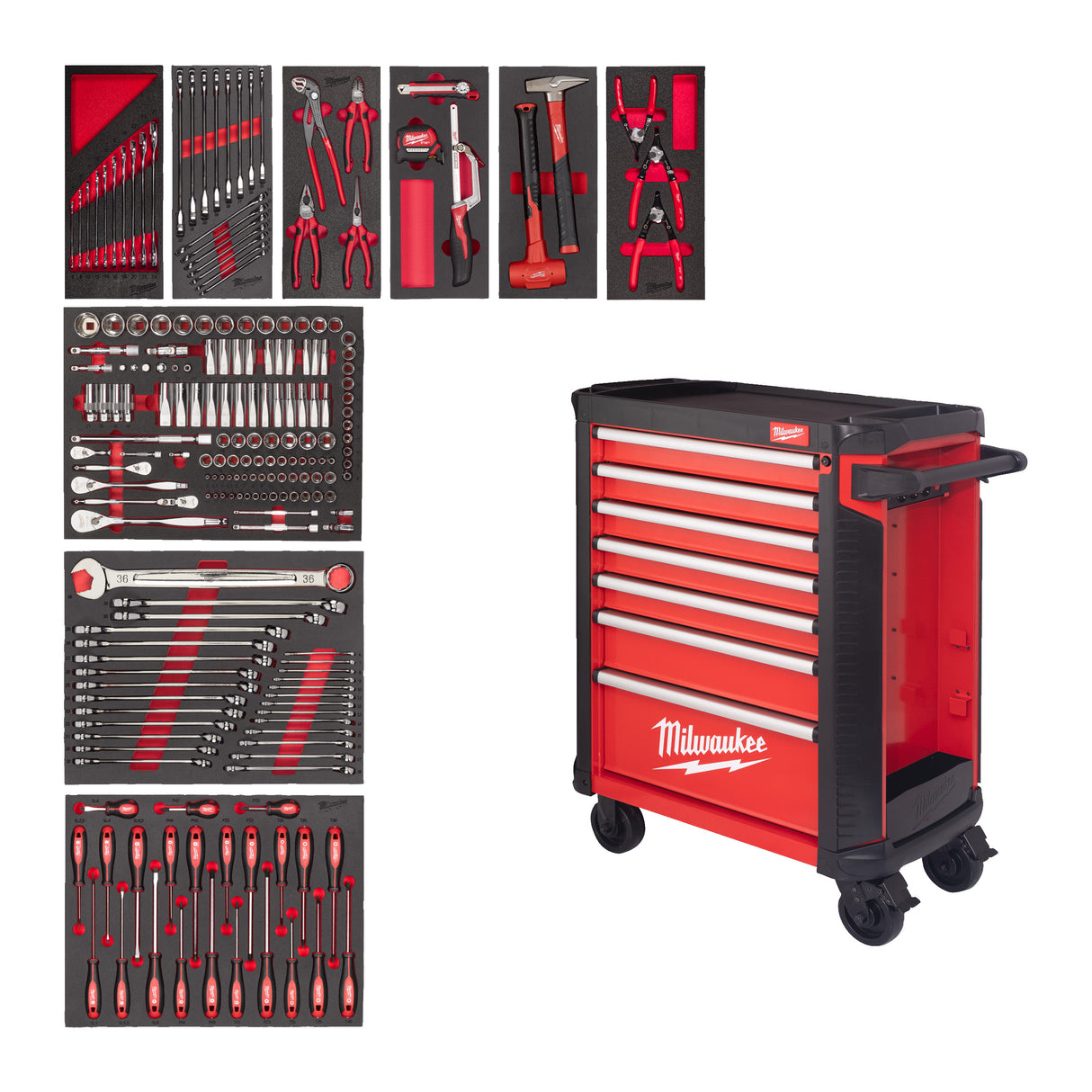 Milwaukee Werkstattwagen 30"/78cm TOOLGUARD bestückt (206) grau 4932500744