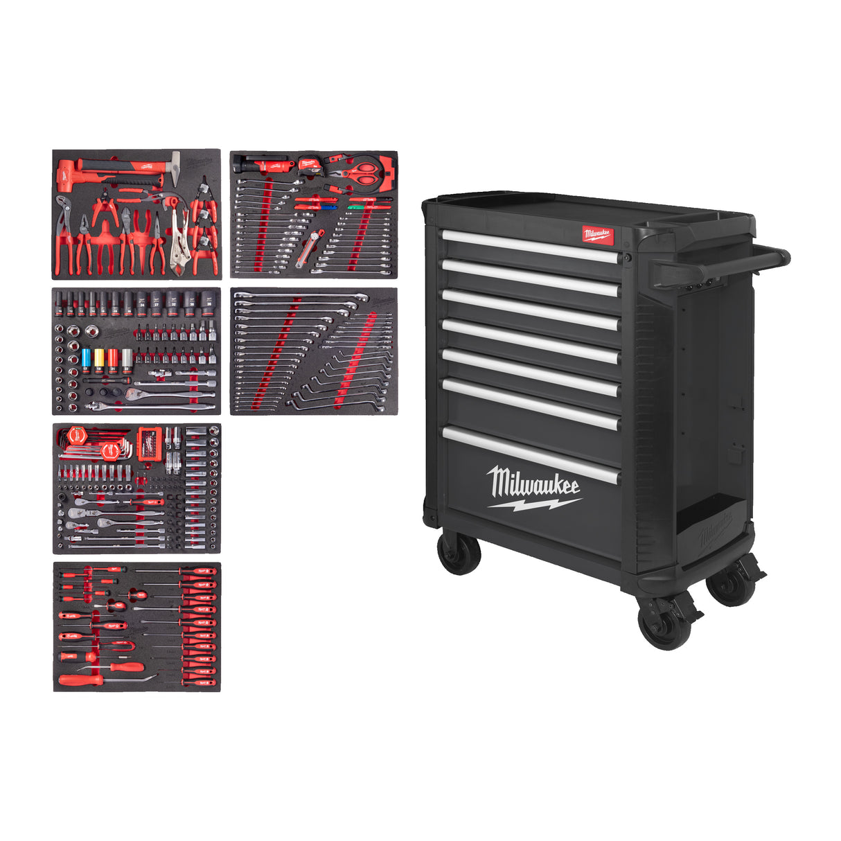 Milwaukee Werkstattwagen 30"/78cm TOOLGUARD bestückt (337) grau 4932500745