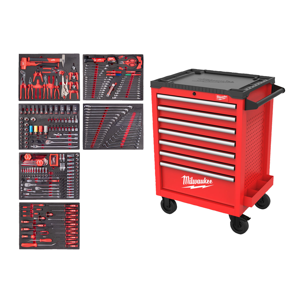 Milwaukee Werkstattwagen 27"/69cm TOOLGUARD bestückt (337) rot 4932500754