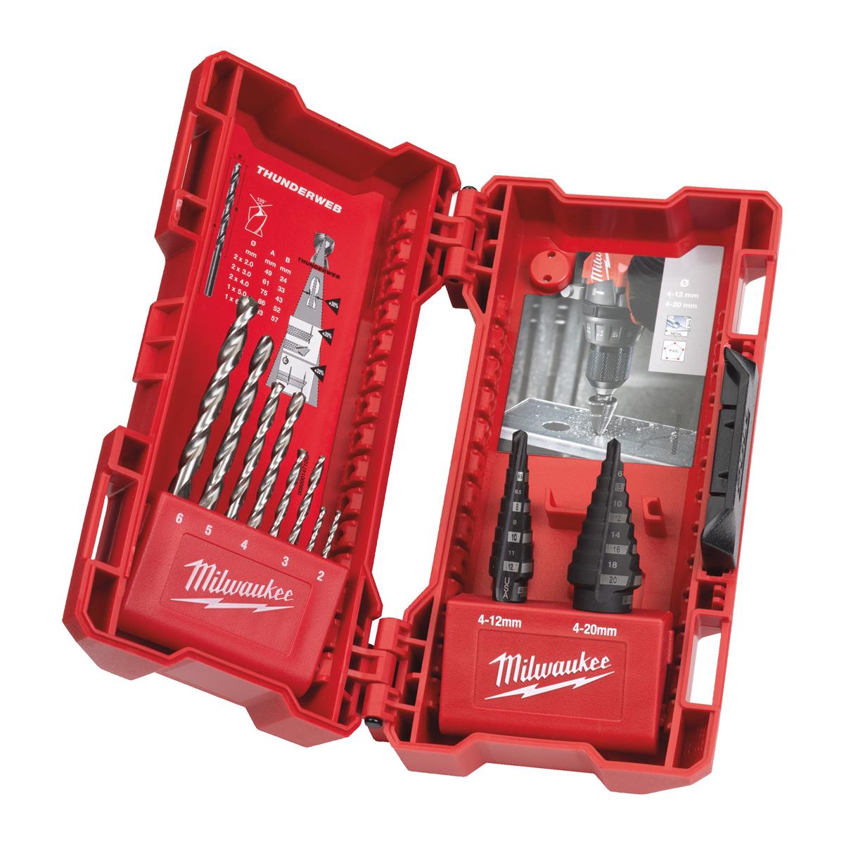Milwaukee Stufenbohrer- und Metallbohrer-Set Stufen- u. Metallbohrerset (10tlg) 4932501119