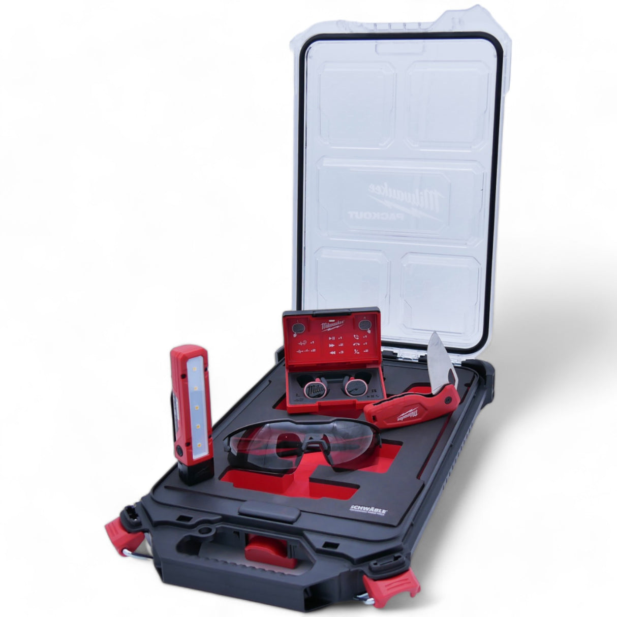 Milwaukee SafetyKit Protection auditive Casque Couteau Lunettes de sécurité Lumière LED