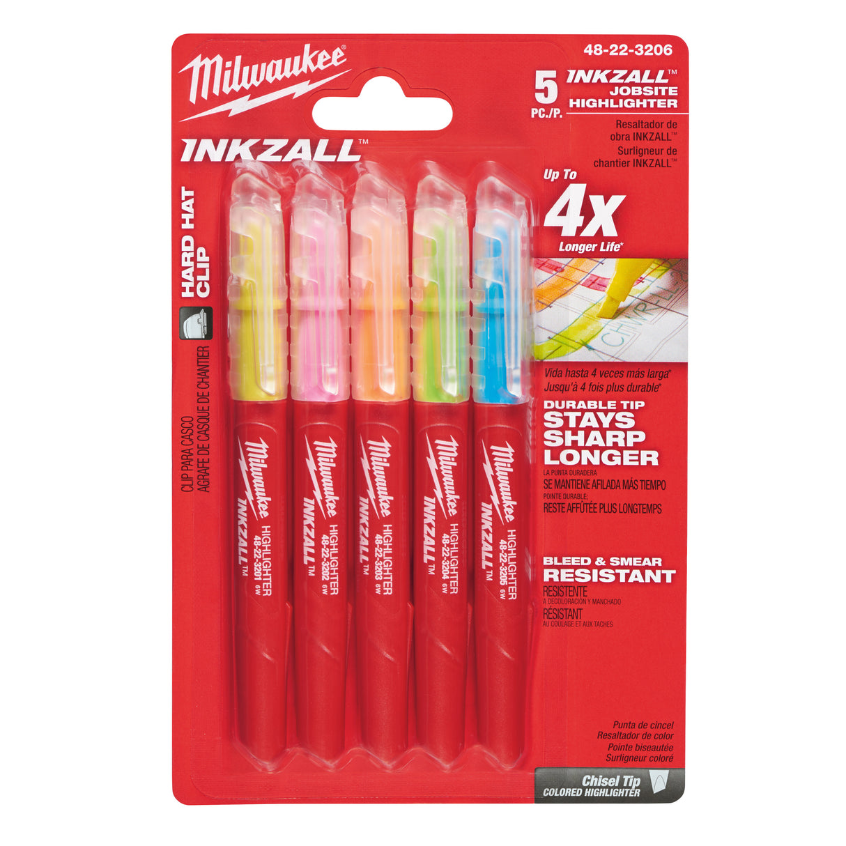 Milwaukee Leuchtmarker-Set INKZALL 48223206 roteswerkzeug