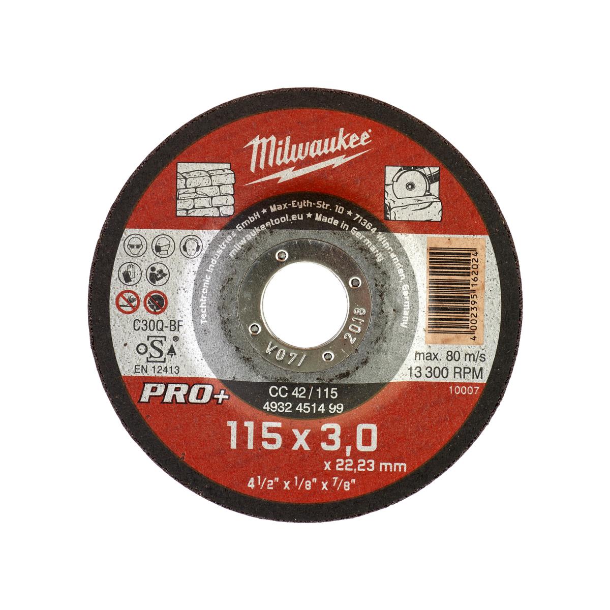 Disque à tronçonner la pierre Milwaukee PRO+ 4932451499