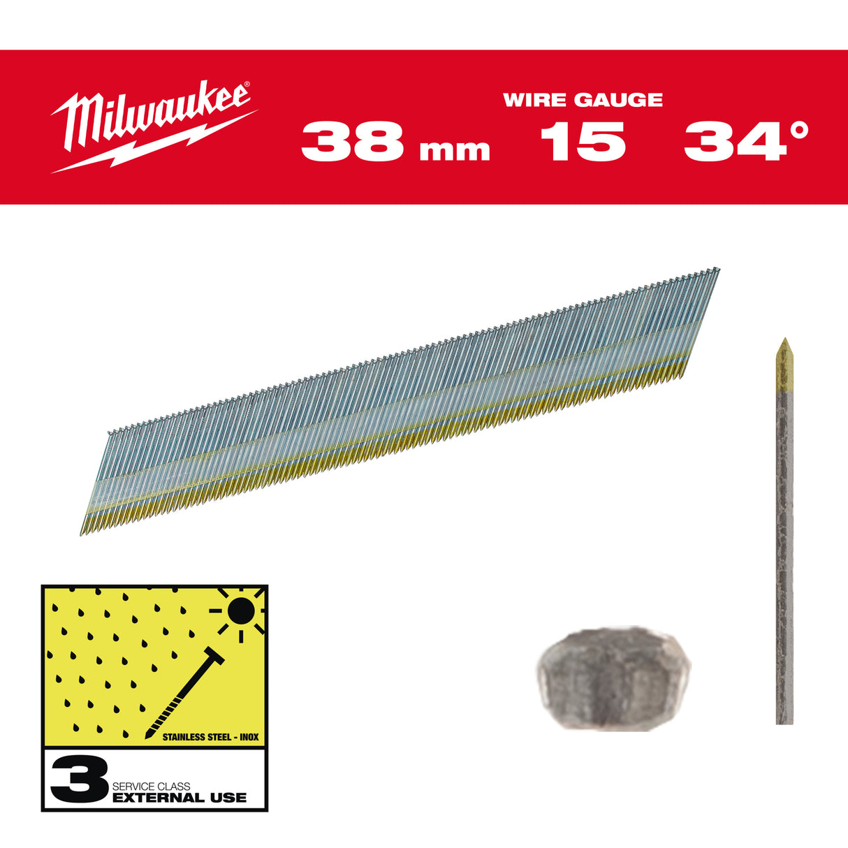 Milwaukee Nägel 38mm 4932492579 roteswerkzeug