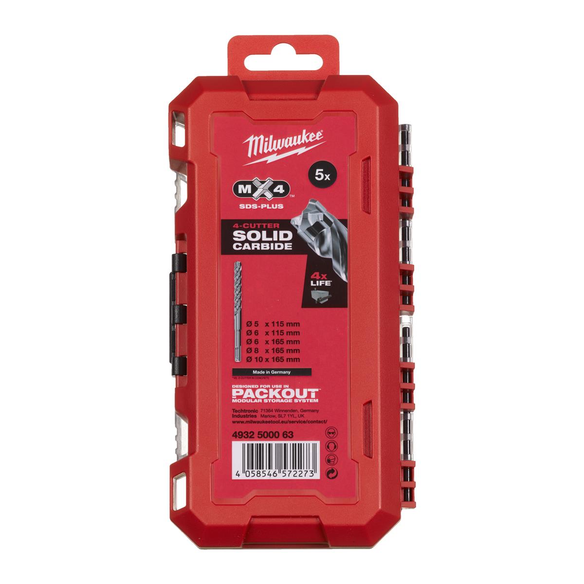 Milwaukee Hammerbohrer-Set Hammerbohrer Set SDS+ MX4 (5-tlg) 4932500063