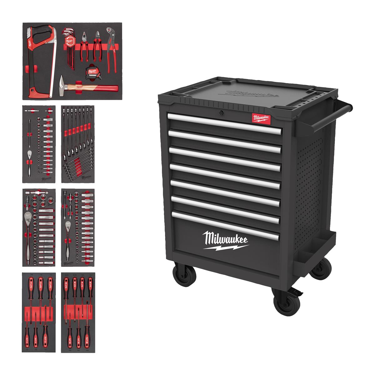 Milwaukee Werkstattwagen 27"/69cm TOOLGUARD bestückt (131) grau 4932500741