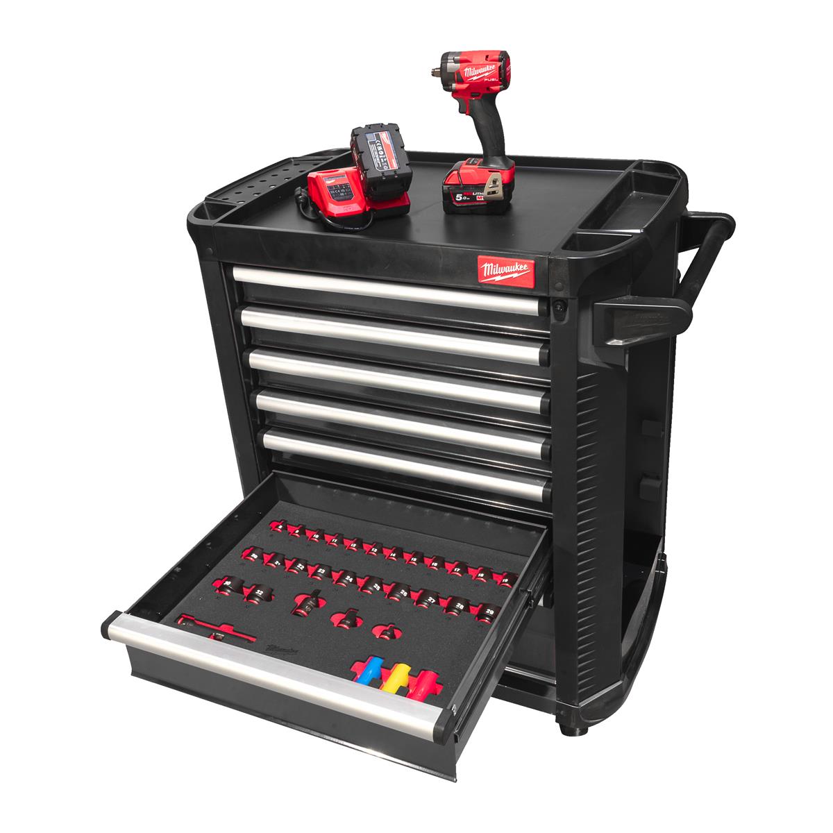 Milwaukee Werkstattwagen 30"/78cm TOOLGUARD bestückt (246) grau 4932500743