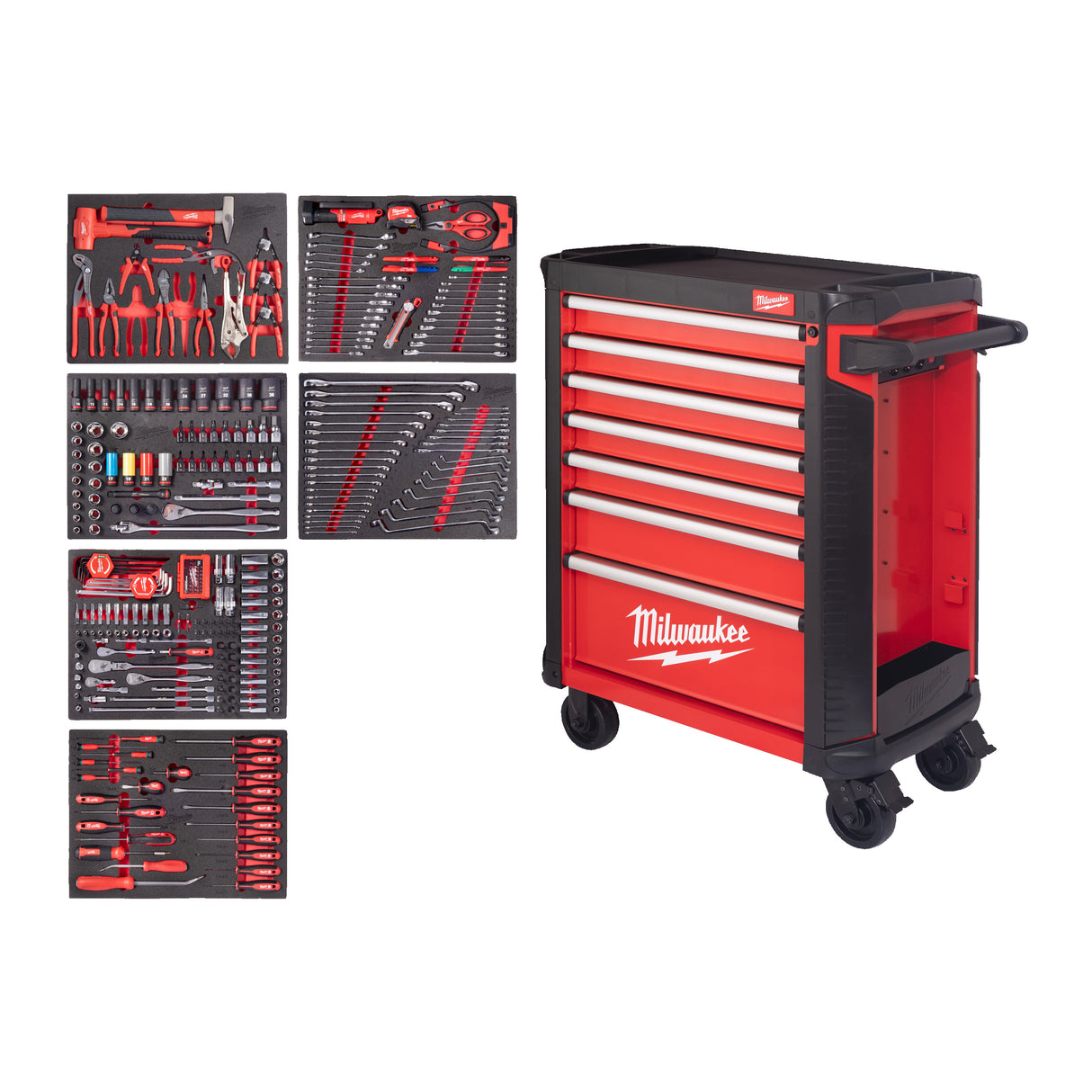 Milwaukee Werkstattwagen 30"/78cm TOOLGUARD bestückt (337) rot 4932500753
