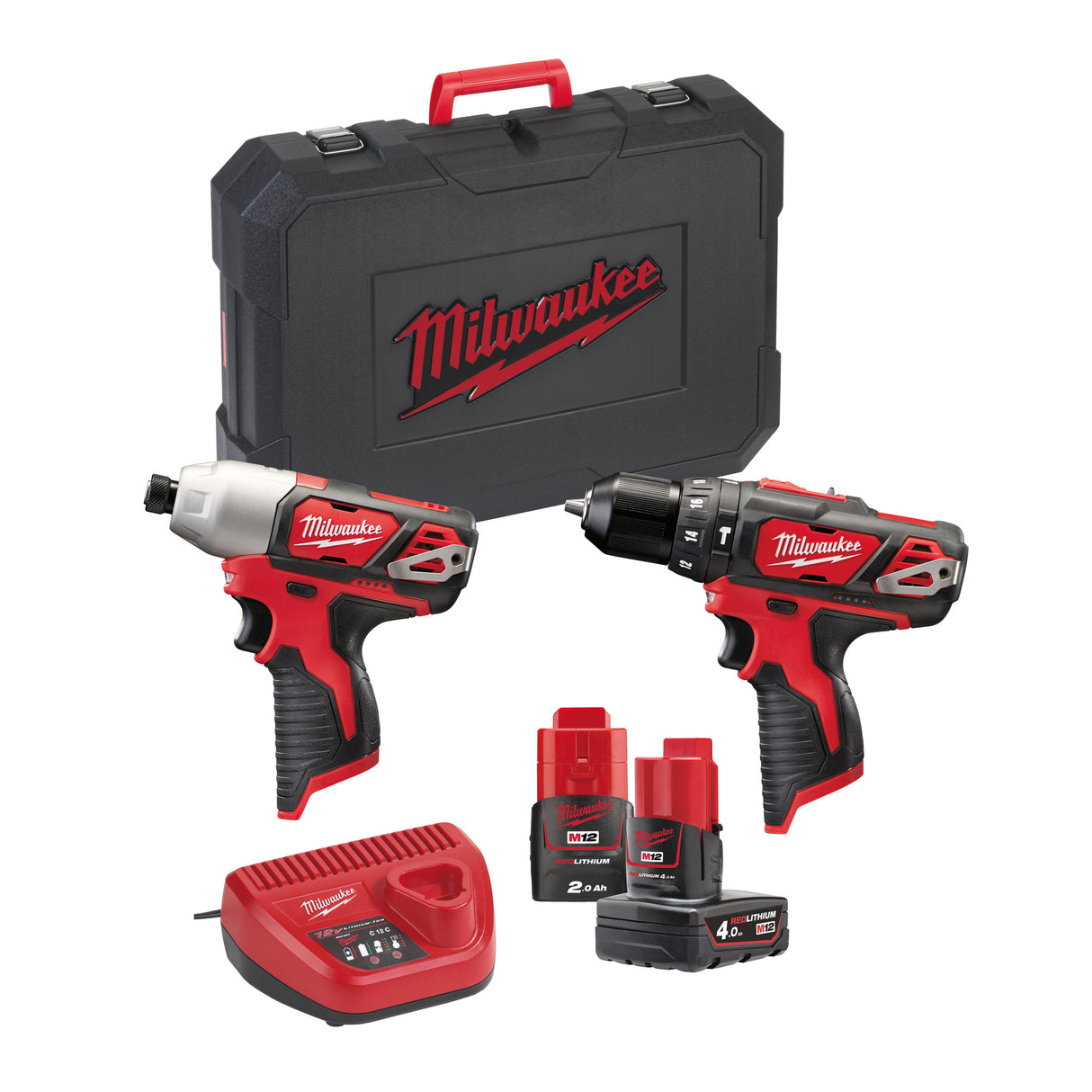 Milwaukee Akku-Maschinenset M12BPP2B-421C 4933443497 roteswerkzeug