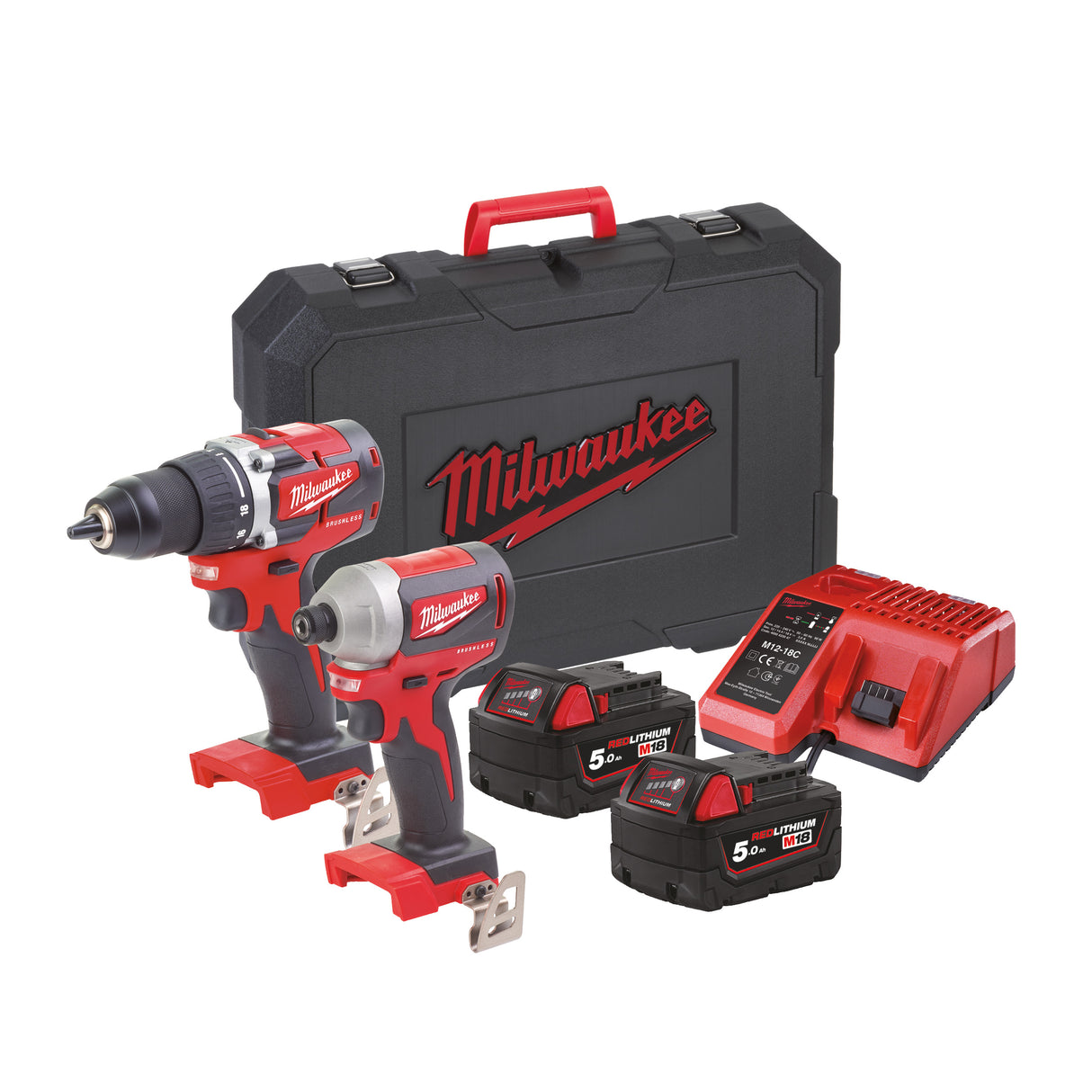 Milwaukee Akku-Maschinenset M18CBLPP2B-502C 4933464718 roteswerkzeug