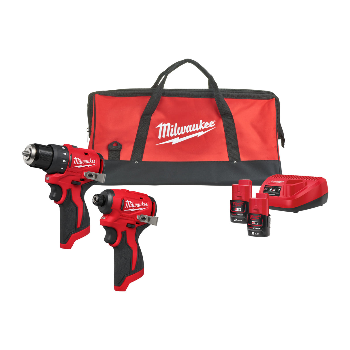 Milwaukee Akku-Maschinenset M12BLPP2D-202B Powerpack IN2 4933500139